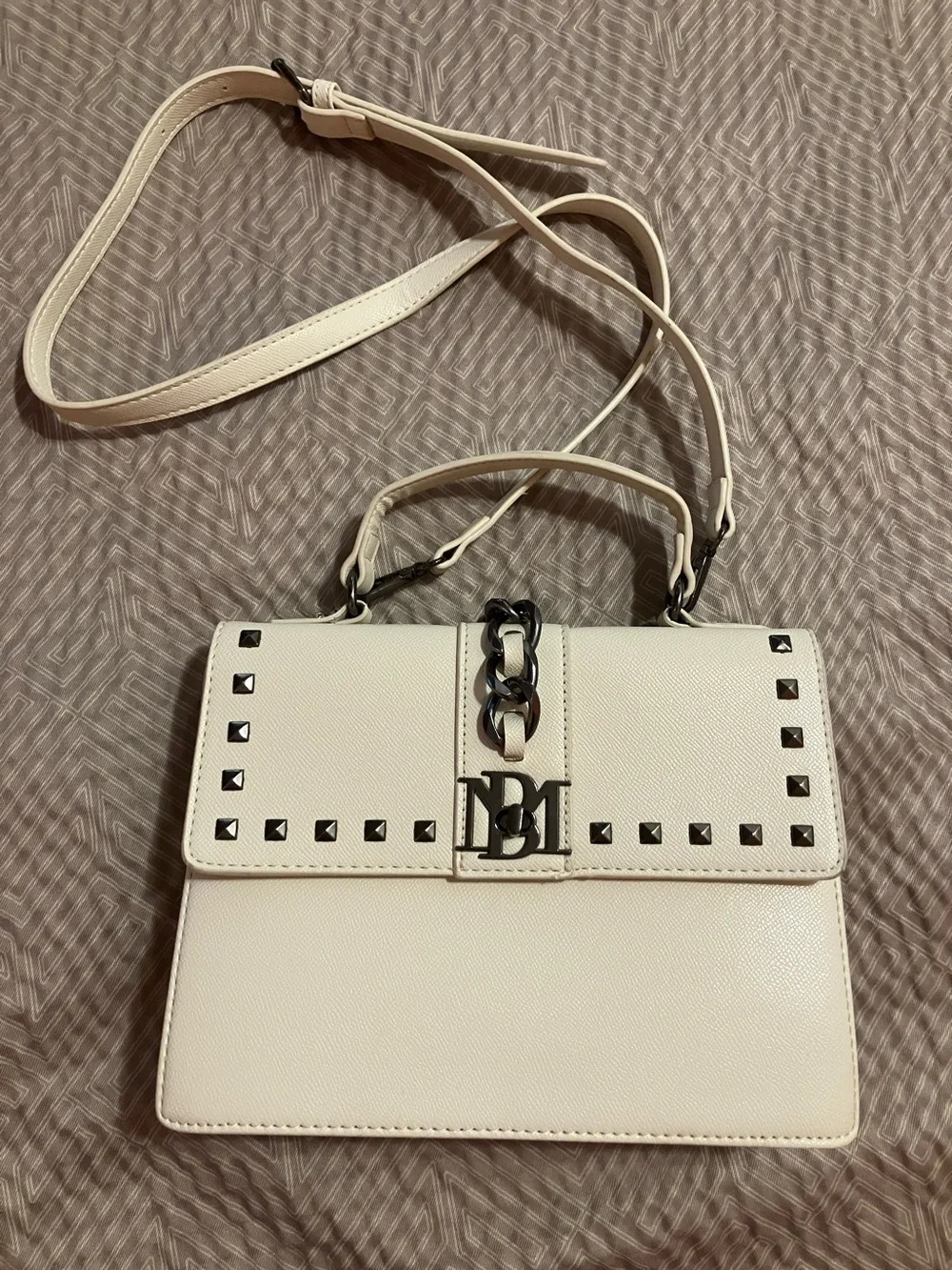 Off-White Stud-Trim Top Handle Crossbody Bag by Bartley Mischka‎